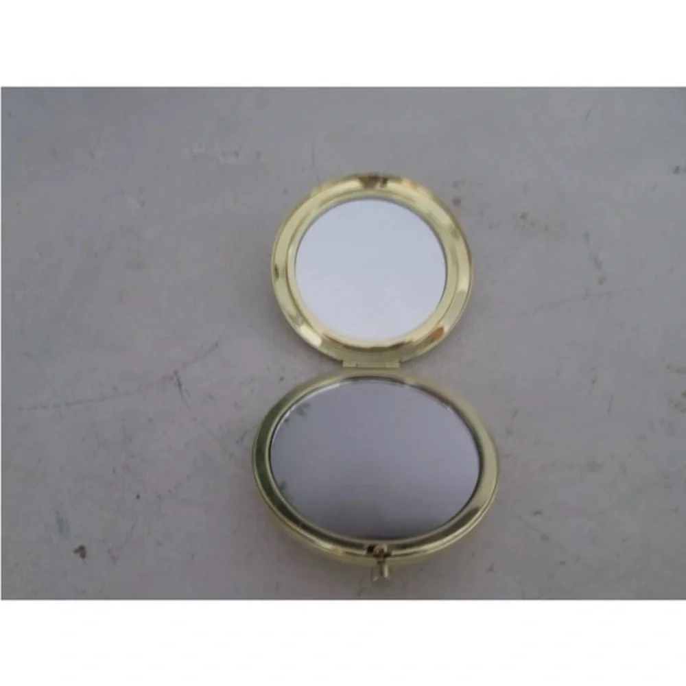 Modern‎ Expressions Monogramed S Black Gold Tone Compact Mirror Geometric shape
